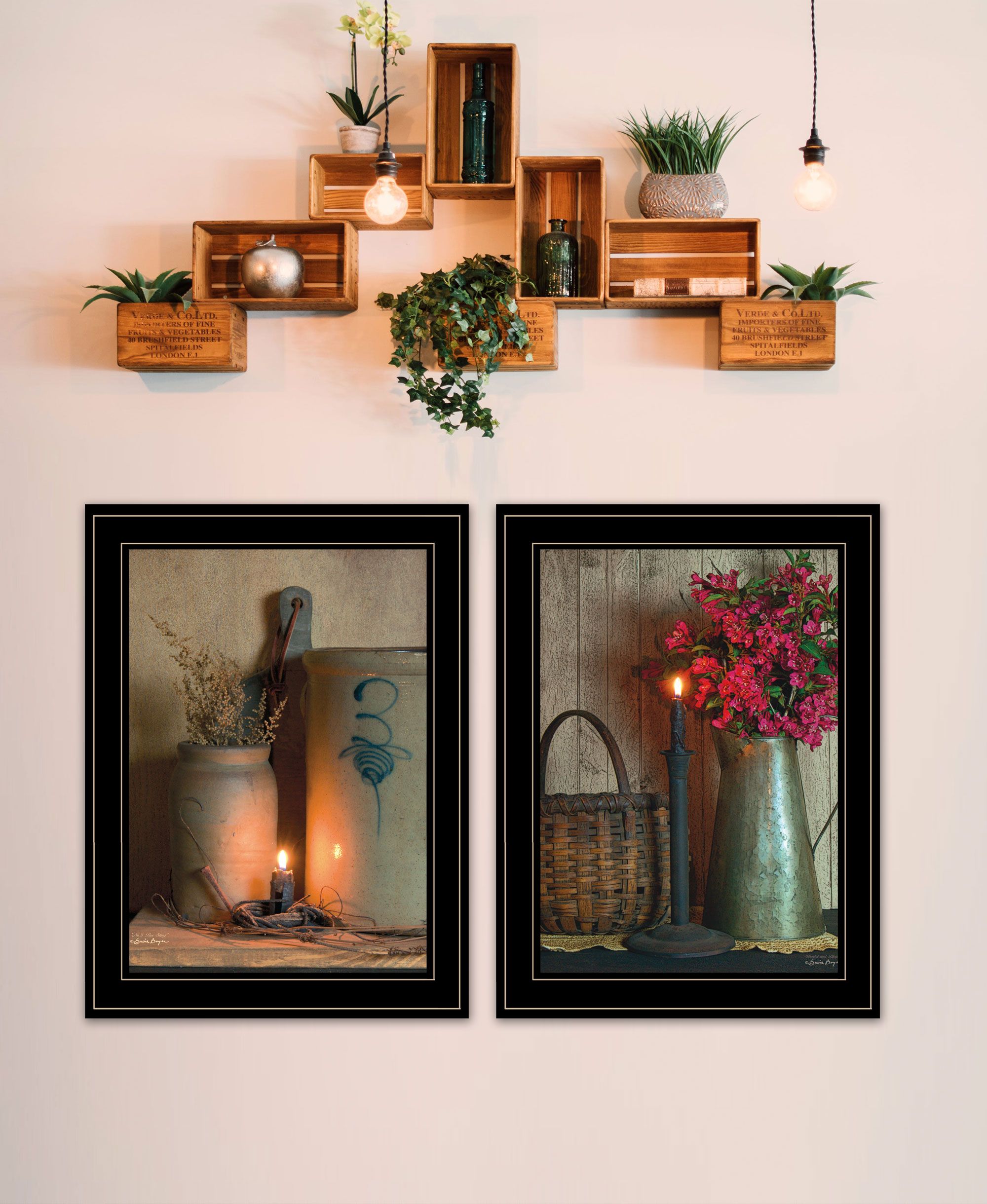 Trendy Decor 4U "Country Candlelight Collection" Framed Wall Art, Modern Home Decor Framed Print for Living Room, Bedroom & Farmhouse Wall Decoration by Billy Jacobs