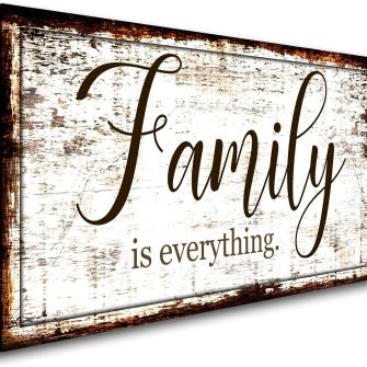 Family is Everything Wall Decor-Rustic Family Quote Print Canvas for Farmhouse-Family Signs Canvas Wall Art-Retro Artwork Wall Decoration for Living Room,Bedroom,Dining Room,Office,Home Decor 20"x40"