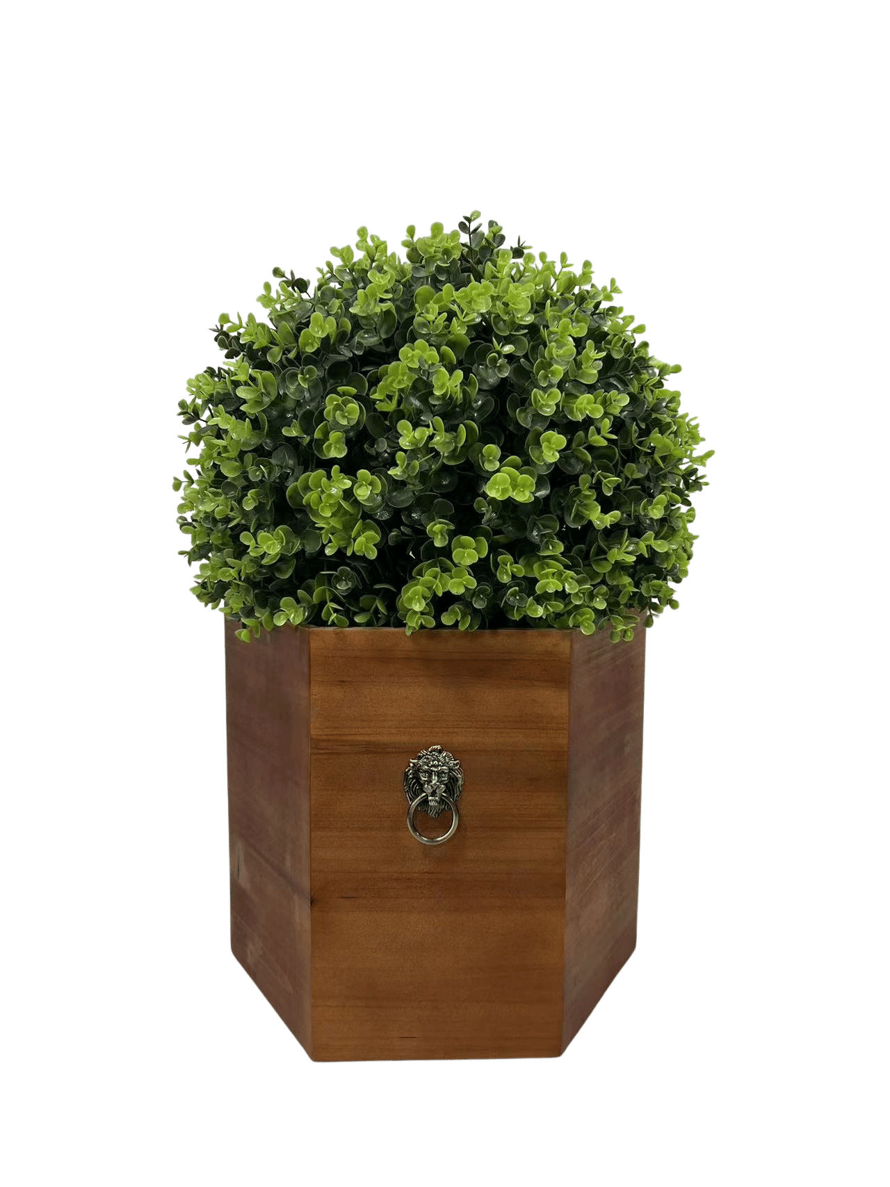 24" Ball Topiary in Redwood Pot, Artificial Faux Plant for indoor and outdoor