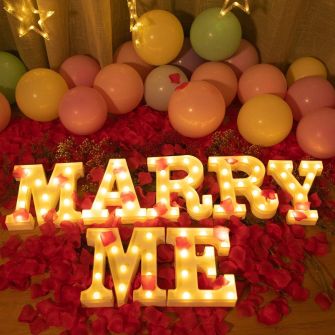 Marry Me Decorative Plastic LED Marquee Letter Light for Valentines Day