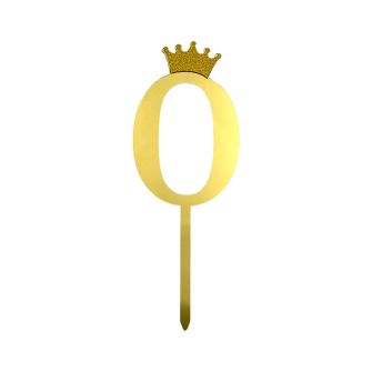 12pcs Number 0 Crown Cake Topper and Gold Acrylic Happy Birthday Cake Toppers for Wedding Anniversary or Birthday Party Decorations