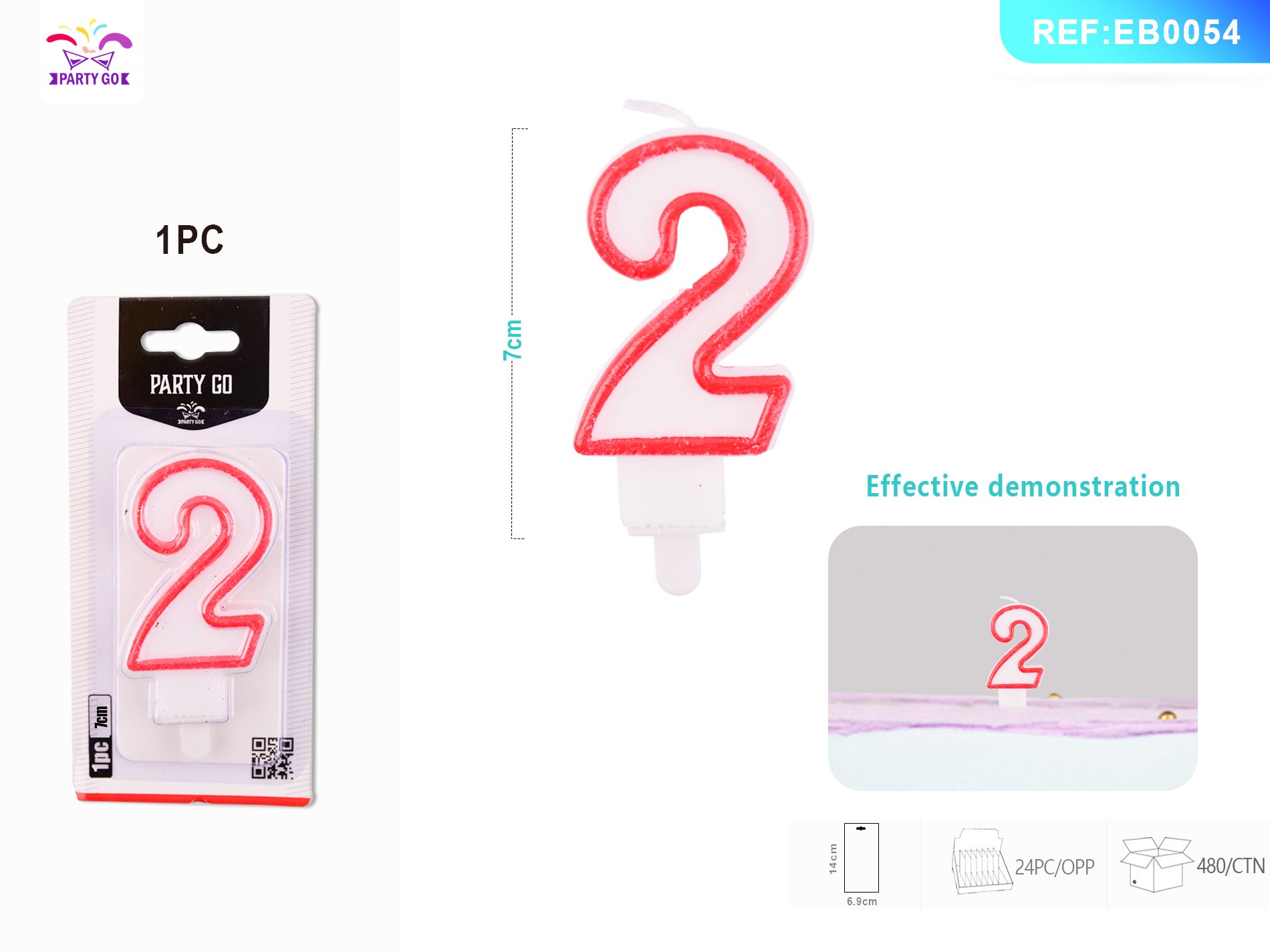 Number 2 Birthday Candle 3D Number Happy Birthday Cake Candles for Birthday Party Wedding Decoration Reunions Theme Party 7cm 24pcs