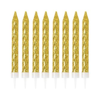 192-Count Glitter Long Thin Birthday Candles, Gold Stick Birthday Cake Candles Set, Cake Candles Decorations for Birthday Party Wedding Anniversary Supplies