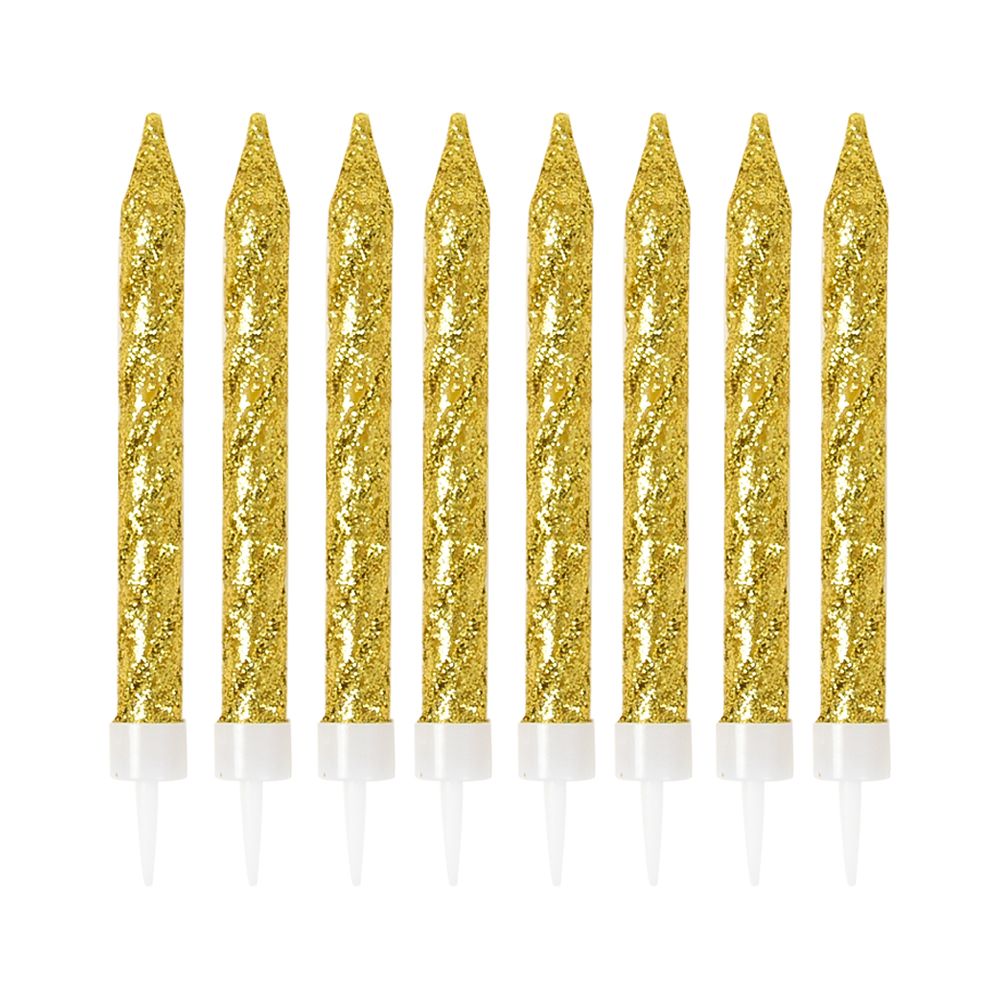 192-Count Glitter Long Thin Birthday Candles, Gold Stick Birthday Cake Candles Set, Cake Candles Decorations for Birthday Party Wedding Anniversary Supplies